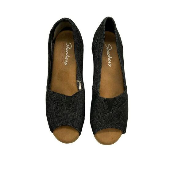 Skechers Memory Foam Shoes Women's Size 9 Wedges Open Toe Slip On Espadrilles - Picture 2 of 9